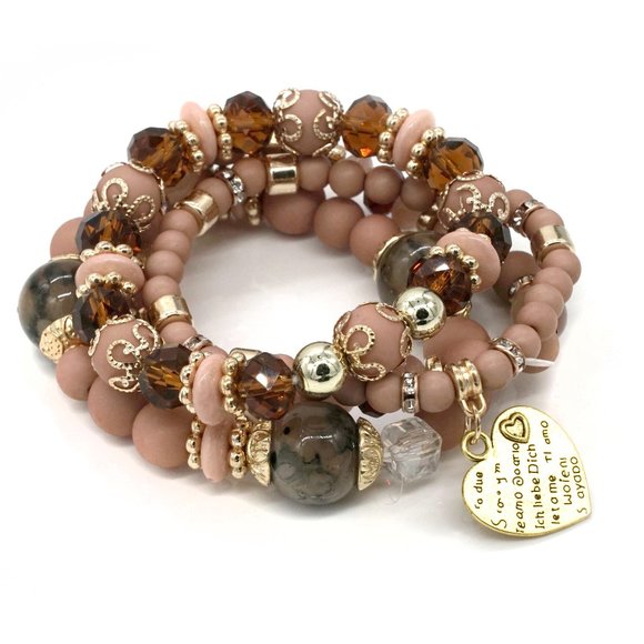Bracelet 4 Strands with charm and gold accents. - Picture 1 of 3